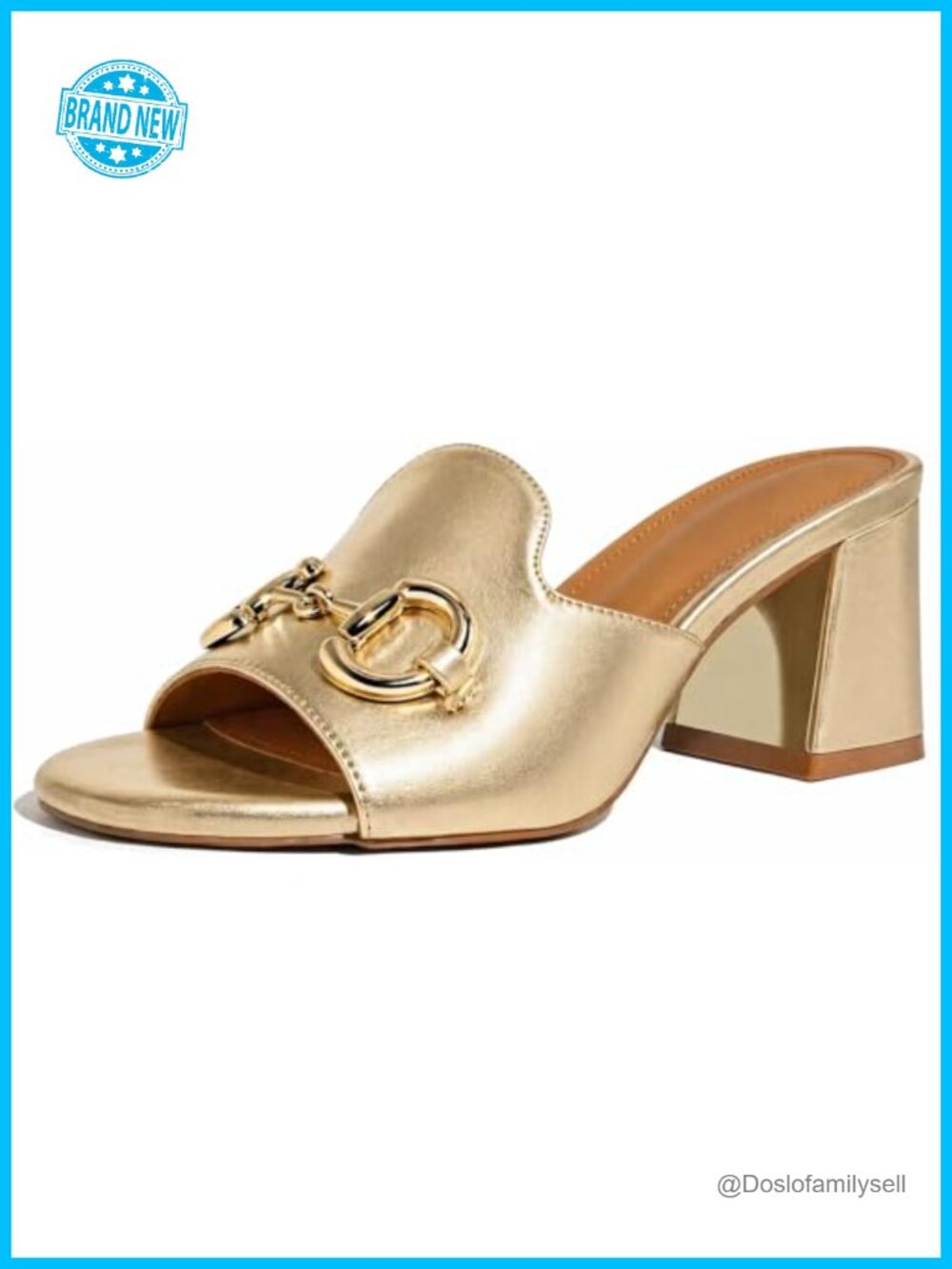 Women's Square Open Toe Chunky Block Heel Sandals Slip On Mules